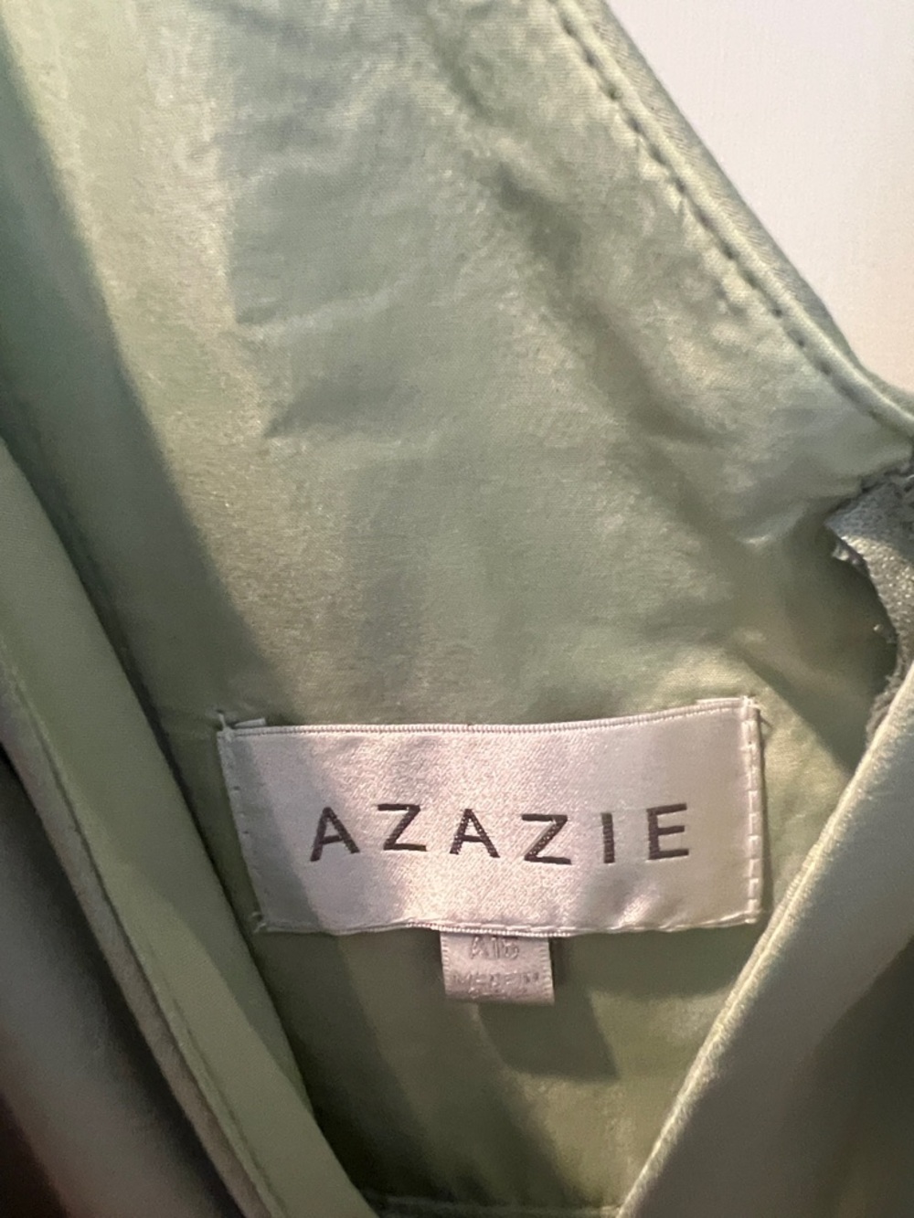 Azazie Sage Green Ruffled V-Neck High-Low Dress - Picture 4 of 5
